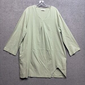 Miss Look Dress 5X Sage Green Cotton Blend Gauze Lagenlook Minimalist Asymmetric
